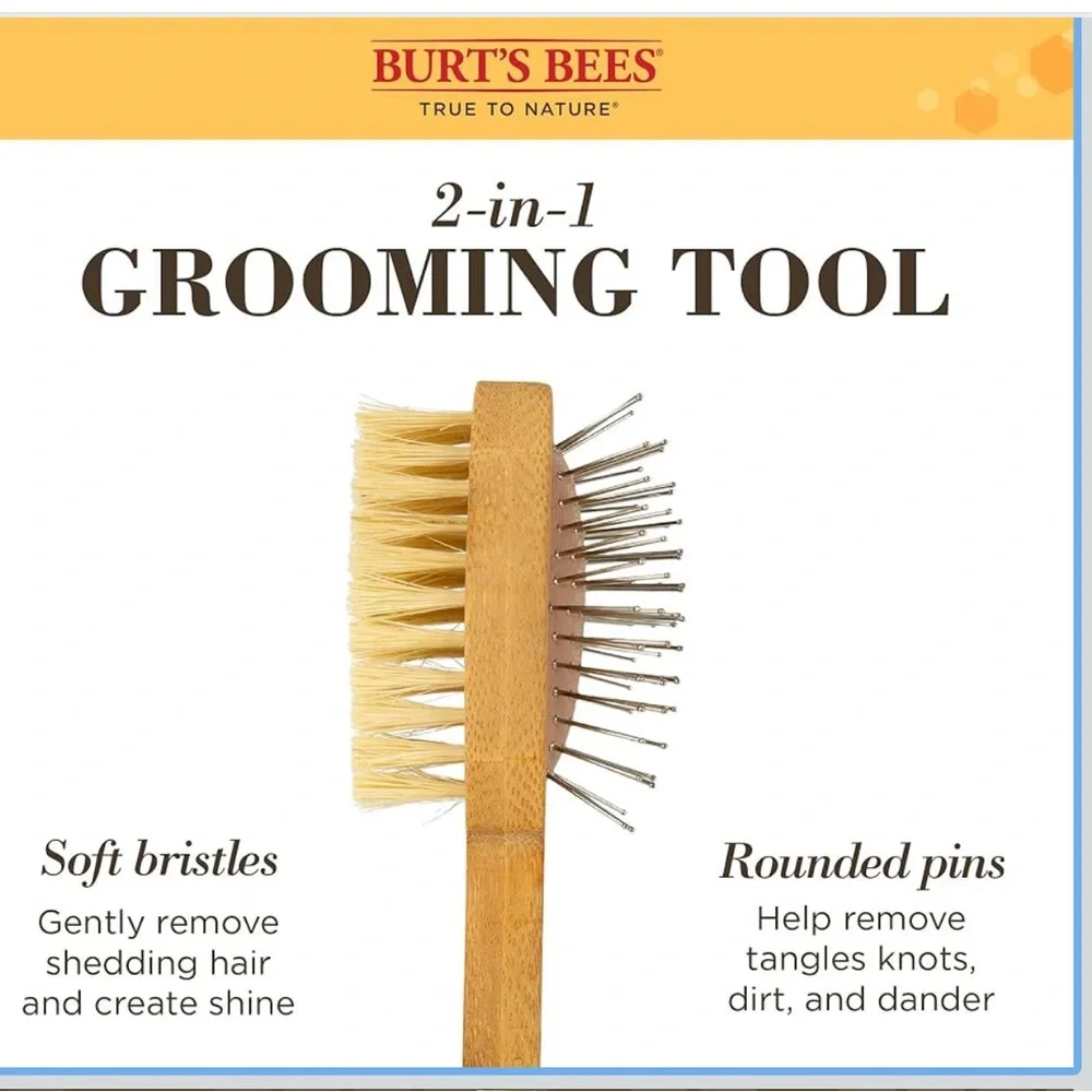 Burt's Bees 2-in-1 Grooming Tool with Natural Wood